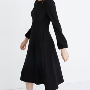 EUC Madewell Texture & Thread Crepe Midi Black Dress Size Small